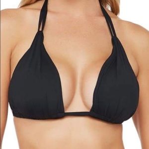 EUC La Blanca Island Goddess Halter Triangle Top Black